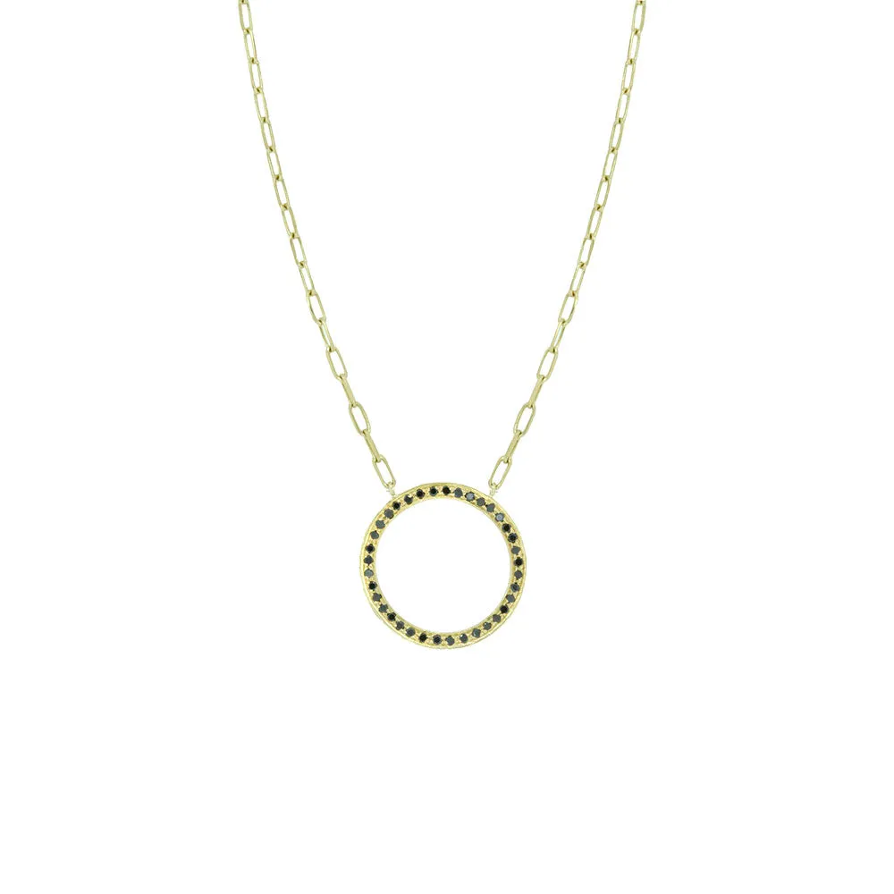 18 Karat Yellow Gold Eternity Necklace with Black Diamonds