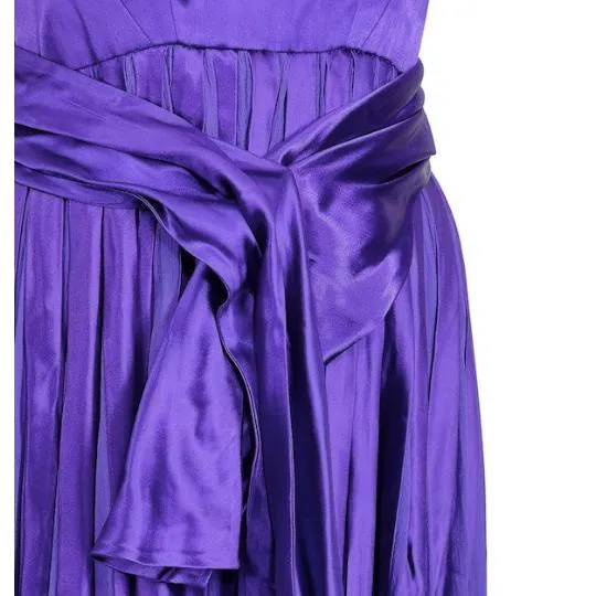 1940s Haute Couture Purple Satin Chiffon Dress