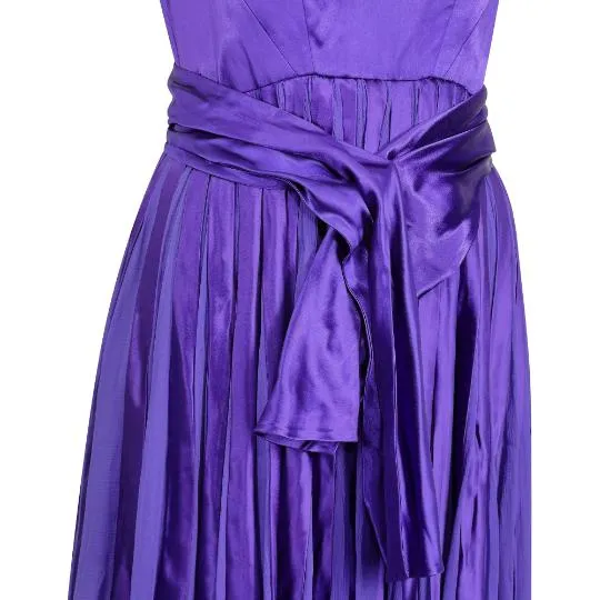 1940s Haute Couture Purple Satin Chiffon Dress