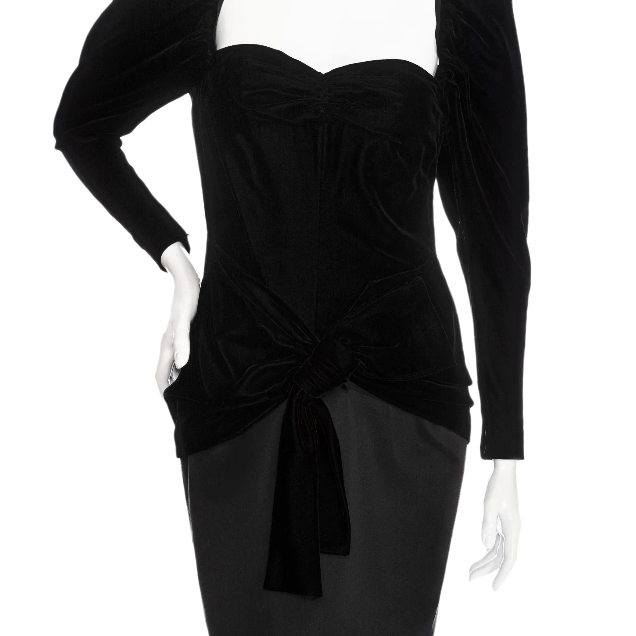 1980s Haute Couture Velvet and Silk Cocktail Dress