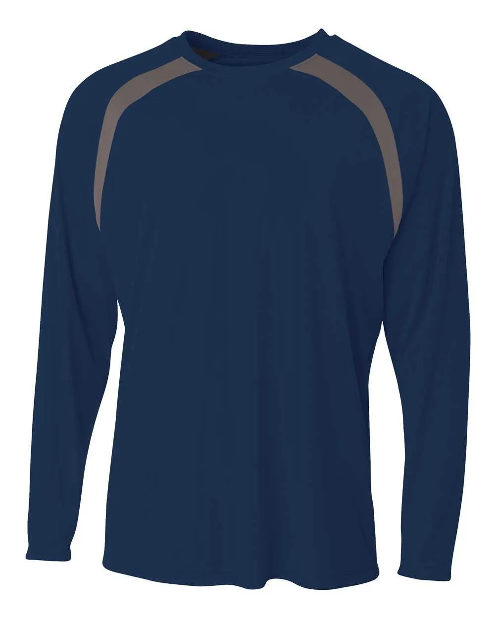 A4 N3003 Spartan Long Sleeve Color Block Crew - Navy Graphite