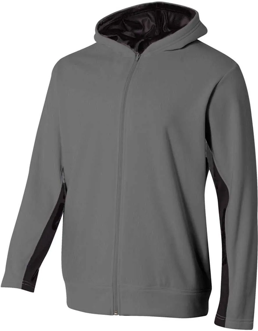 A4 NB4251 Youth Full Zip Color Block Fleece Hoodie - Graphite Black