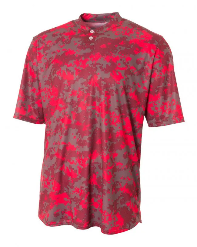 A4 Two-Button Camo Baseball Jersey