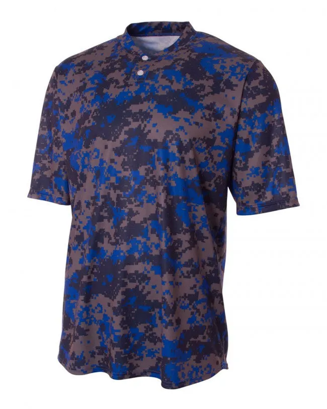 A4 Two-Button Camo Baseball Jersey