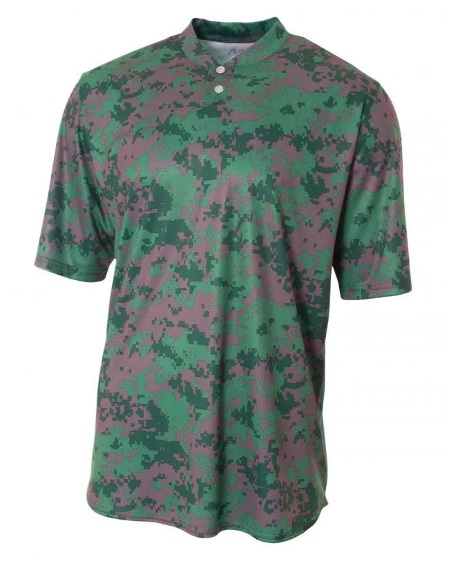 A4 Two-Button Camo Baseball Jersey