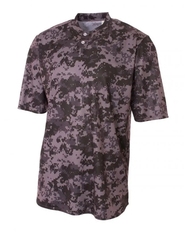 A4 Two-Button Camo Baseball Jersey