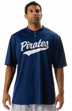 A4 Two-Button Polyester Interlock Tek Baseball Henley