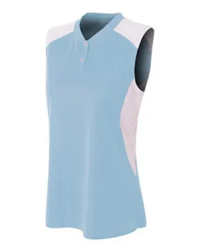 A4 Women's 2-Button Sleeveless Jersey with Contrast Inserts