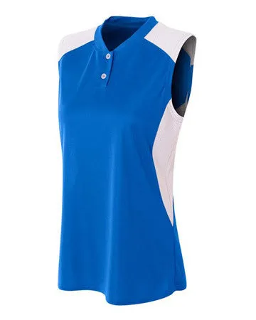 A4 Women's 2-Button Sleeveless Jersey with Contrast Inserts