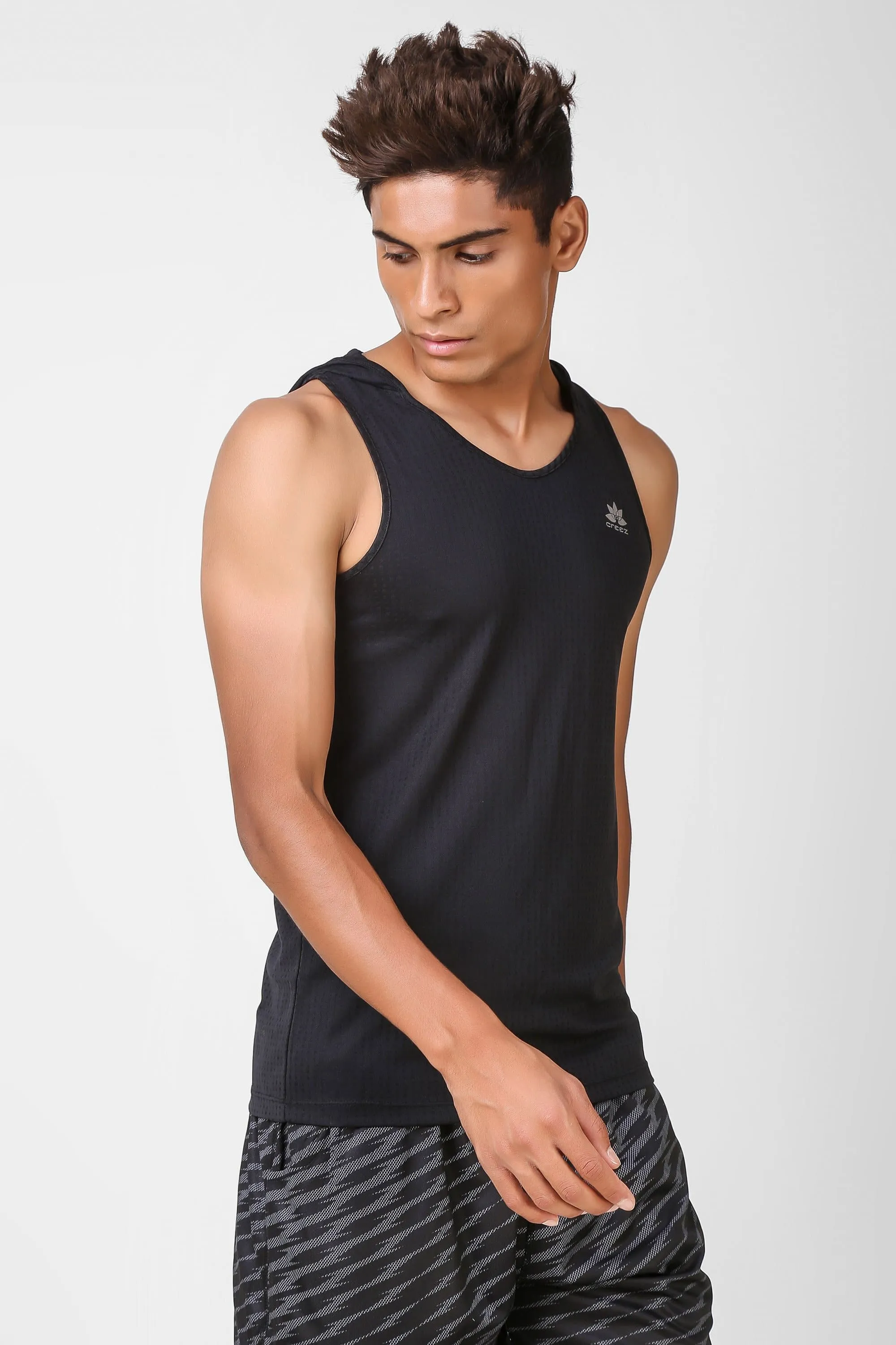 Active Hooded Sleeveless Black T-shirt