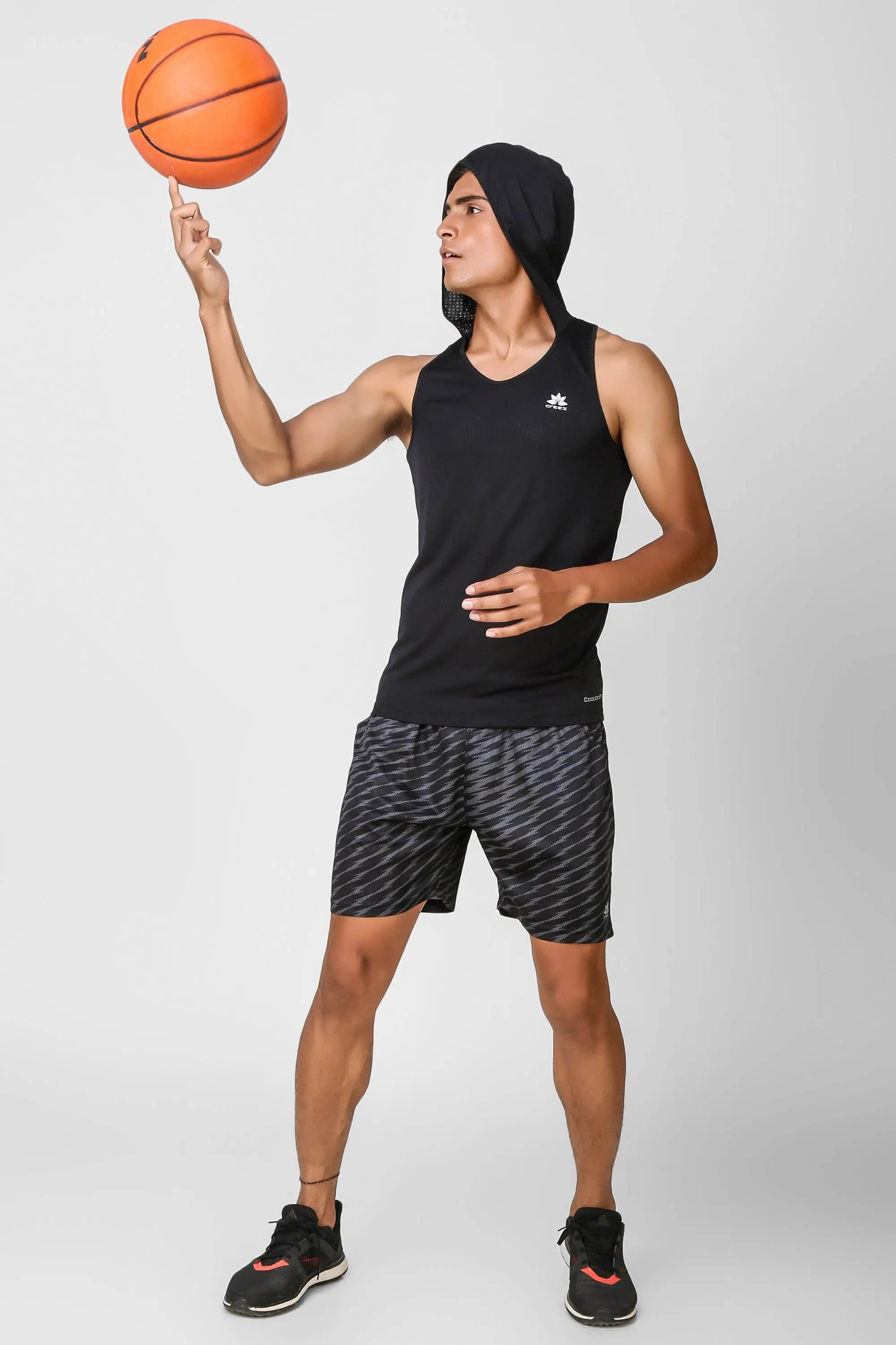 Active Hooded Sleeveless Black T-shirt