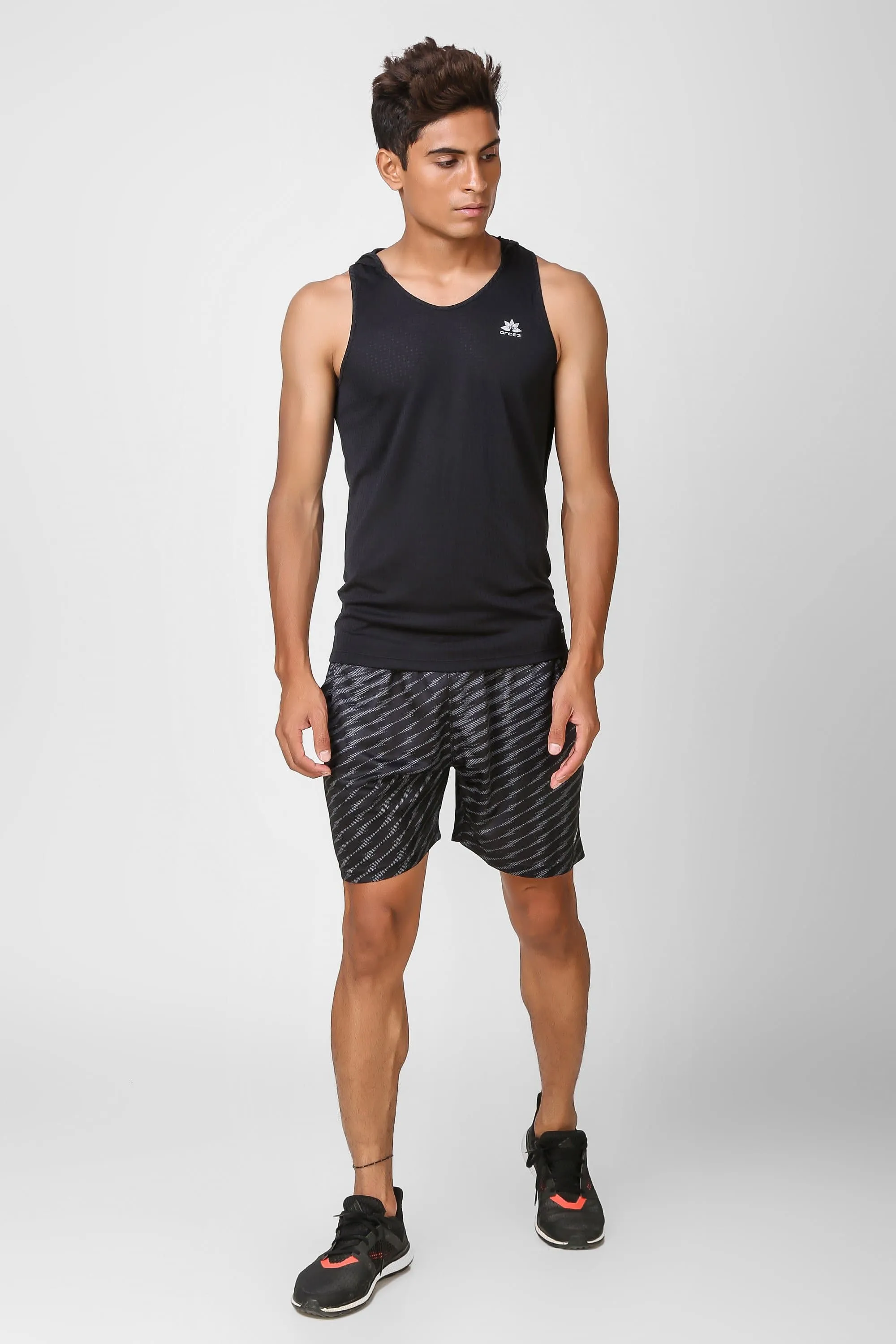 Active Hooded Sleeveless Black T-shirt