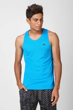 Active Hooded Sleeveless Deep Sky Blue T-shirt