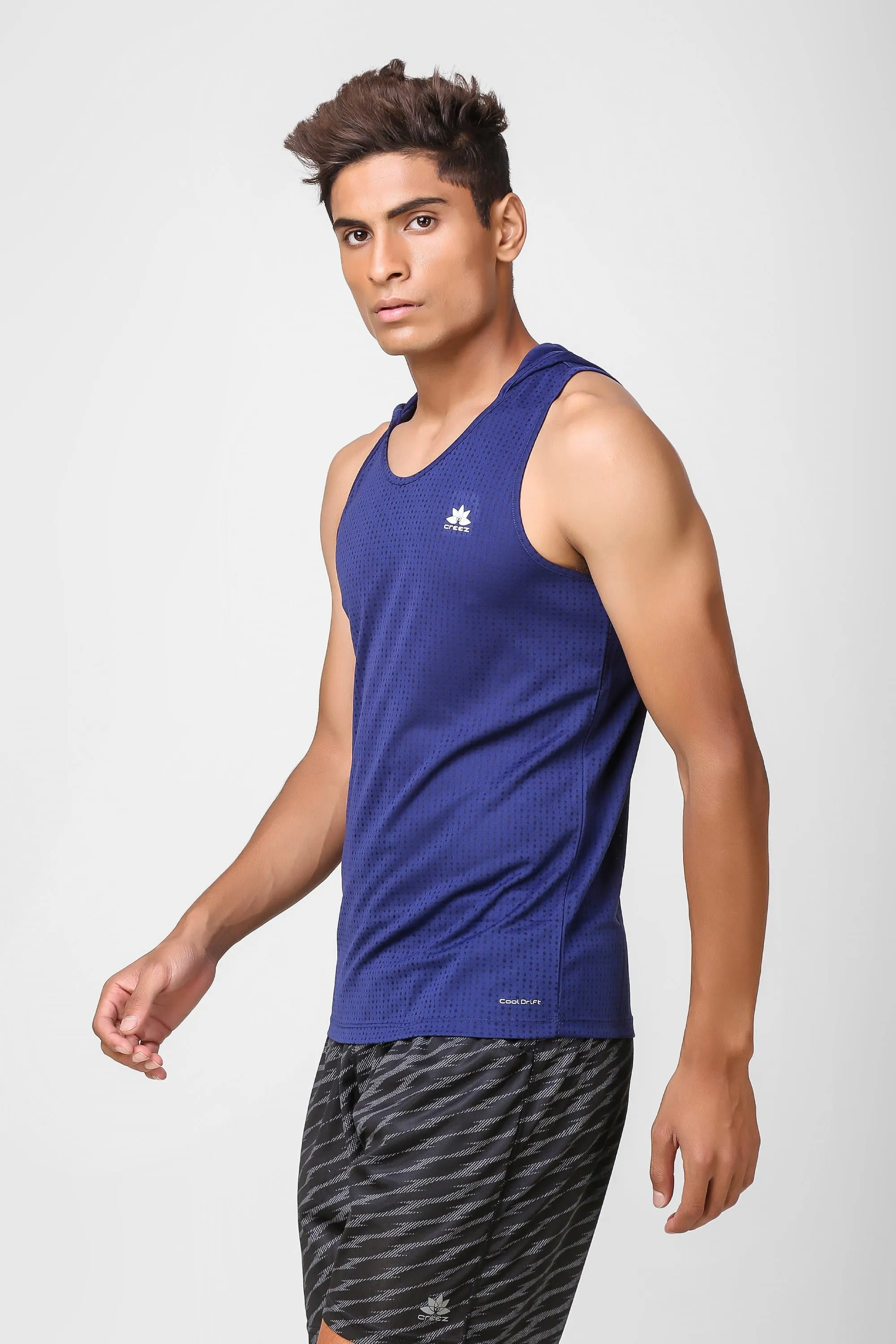 Active Hooded Sleeveless Navy T-shirt