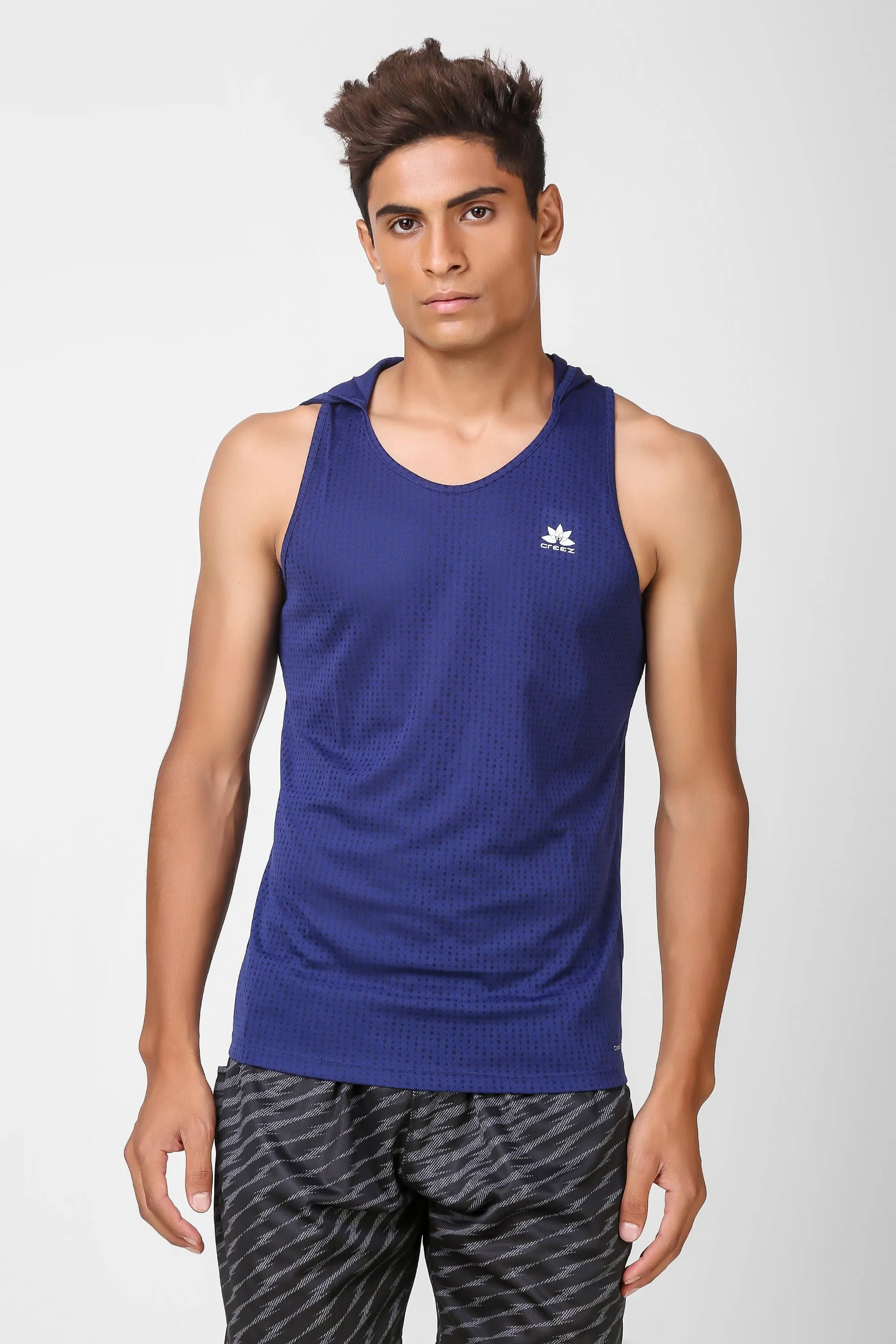 Active Hooded Sleeveless Navy T-shirt