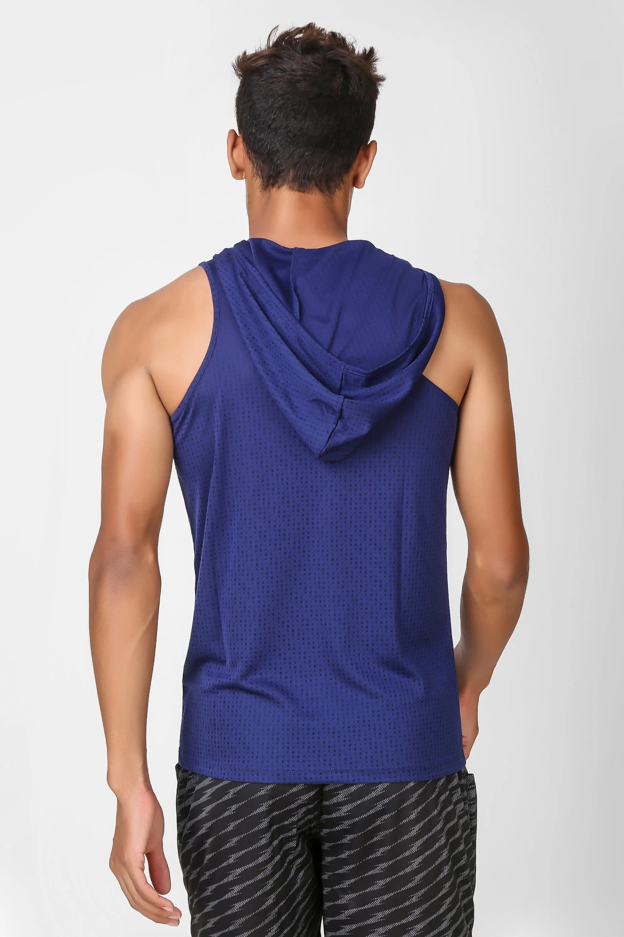 Active Hooded Sleeveless Navy T-shirt