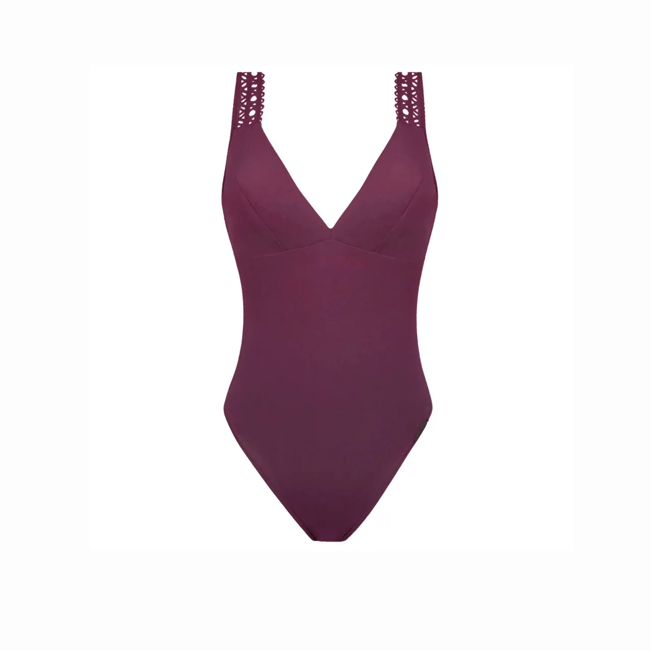 Ajourage Couture Padded Plunge Swimsuit In Prune