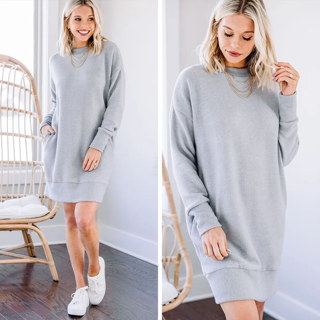 All For You Heather Gray Brushed Knit Dress