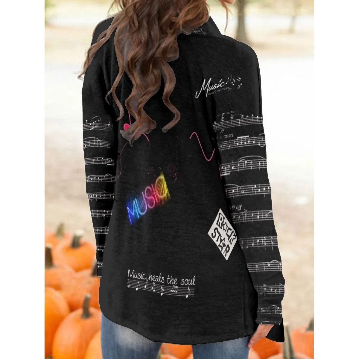 All-Over Print Women's Cardigan With Long Sleeve music