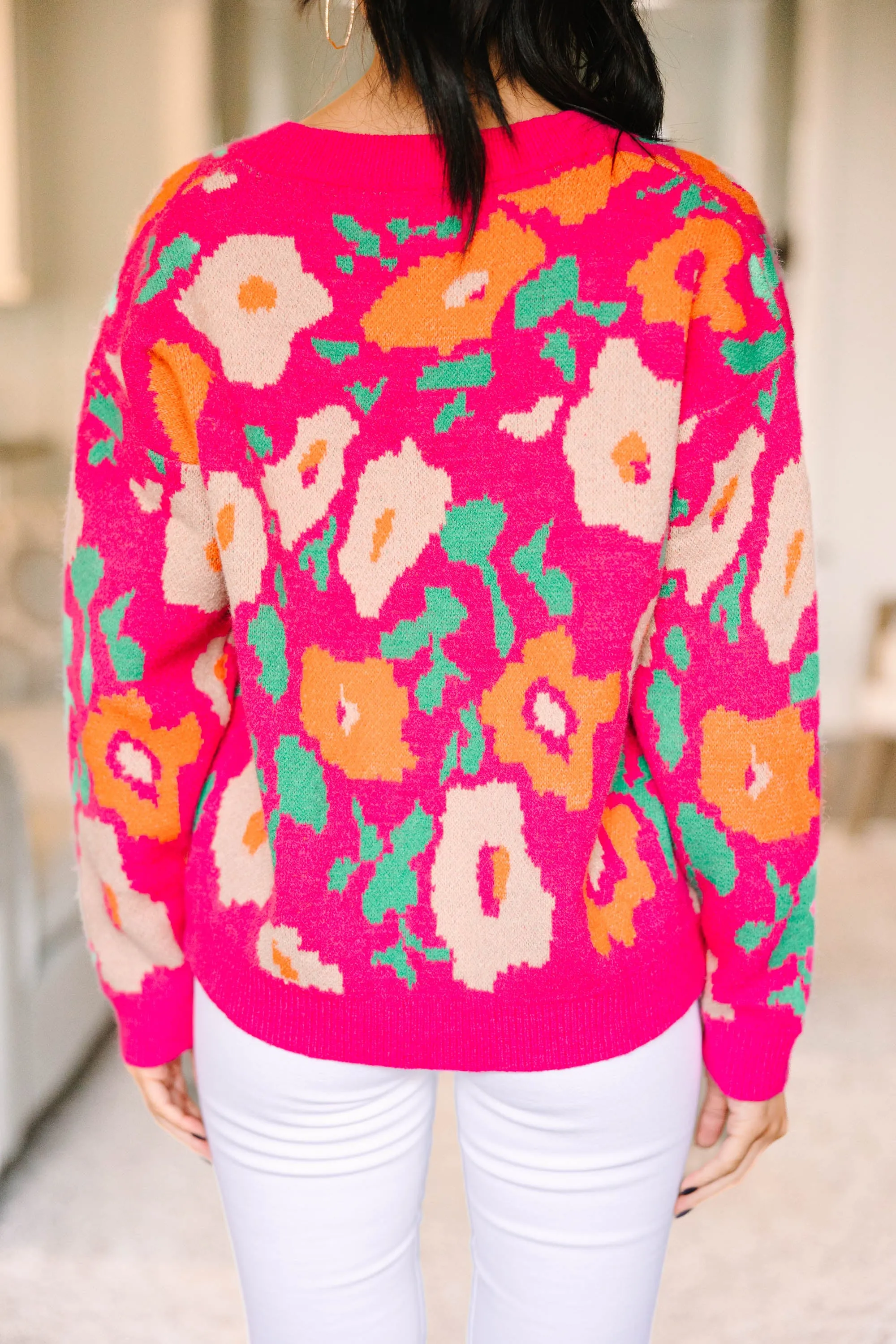 Always On The Move Hot Pink Floral Cardigan