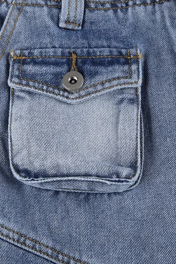 American washed multi-pocket jeans pants