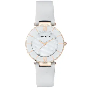 Anne Klein Swarovski Crystal Grey Leather Light Grey Dial Women's Watch - AK3272RGLG