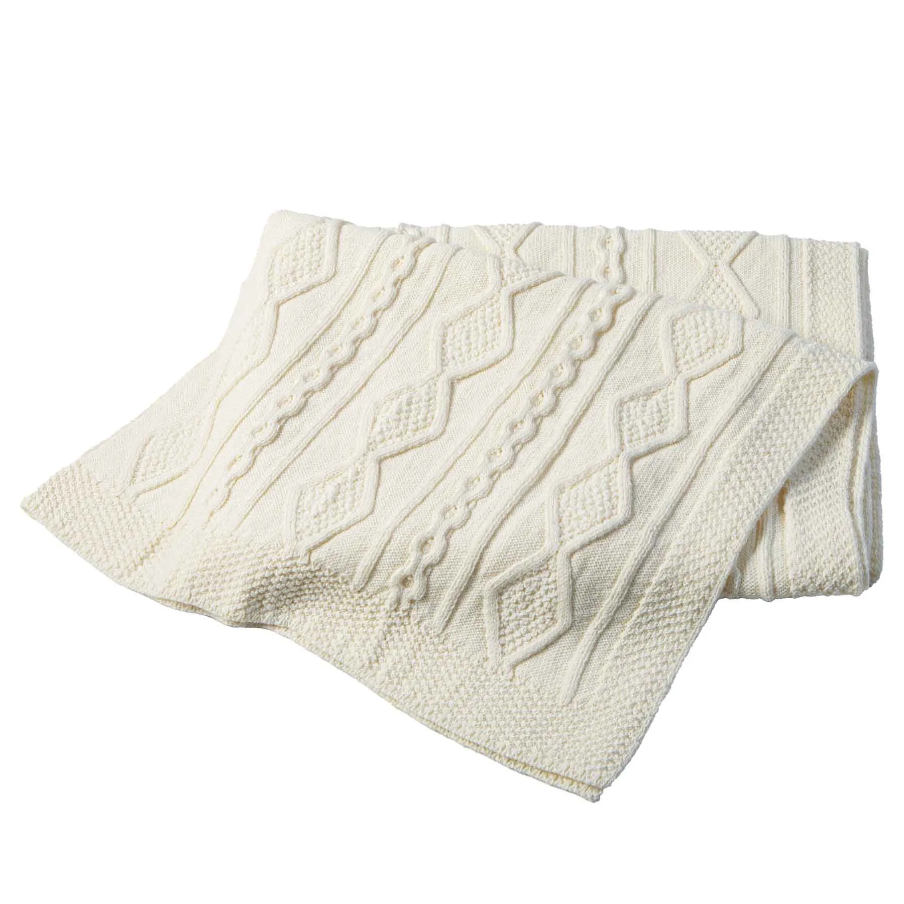 Aran Knit Diamond Cable Throw Blanket