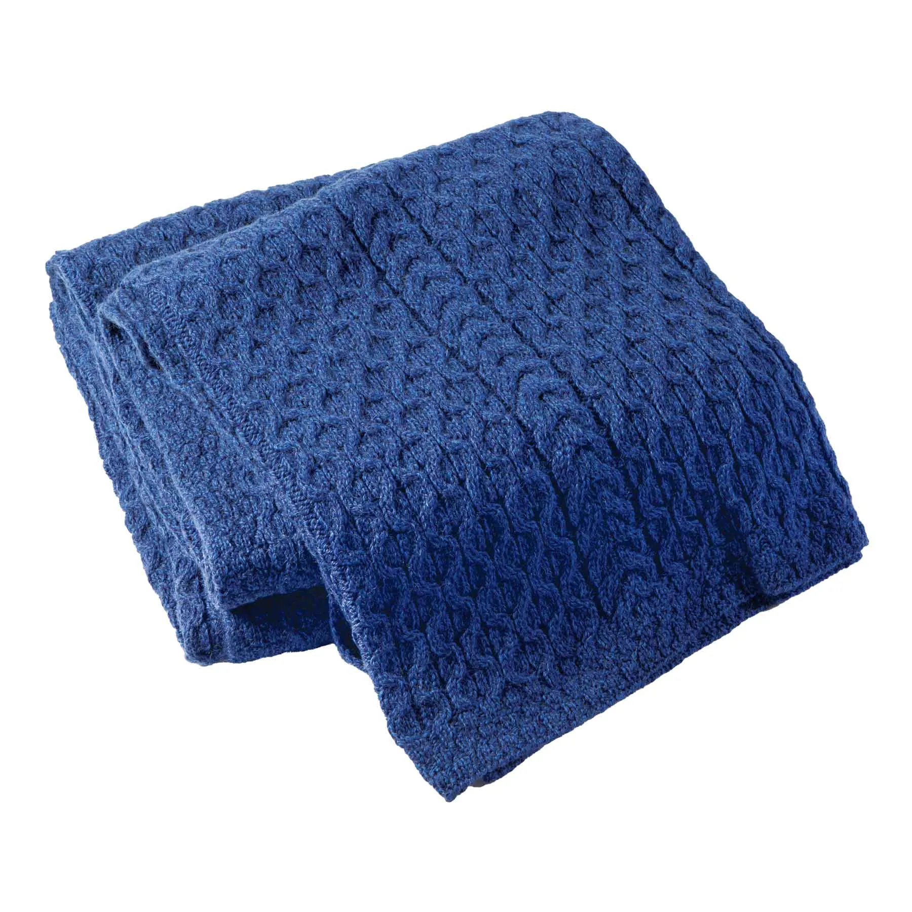 Aran Knit Honeycomb King Blanket- Blue