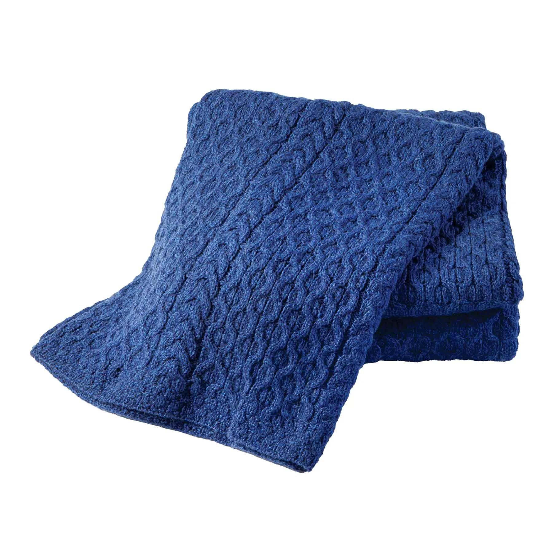 Aran Knit Honeycomb King Blanket- Blue