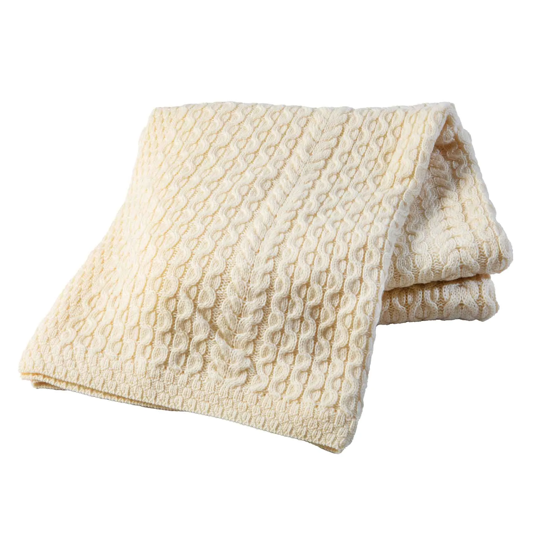 Aran Knit Honeycomb King Blanket- Cream