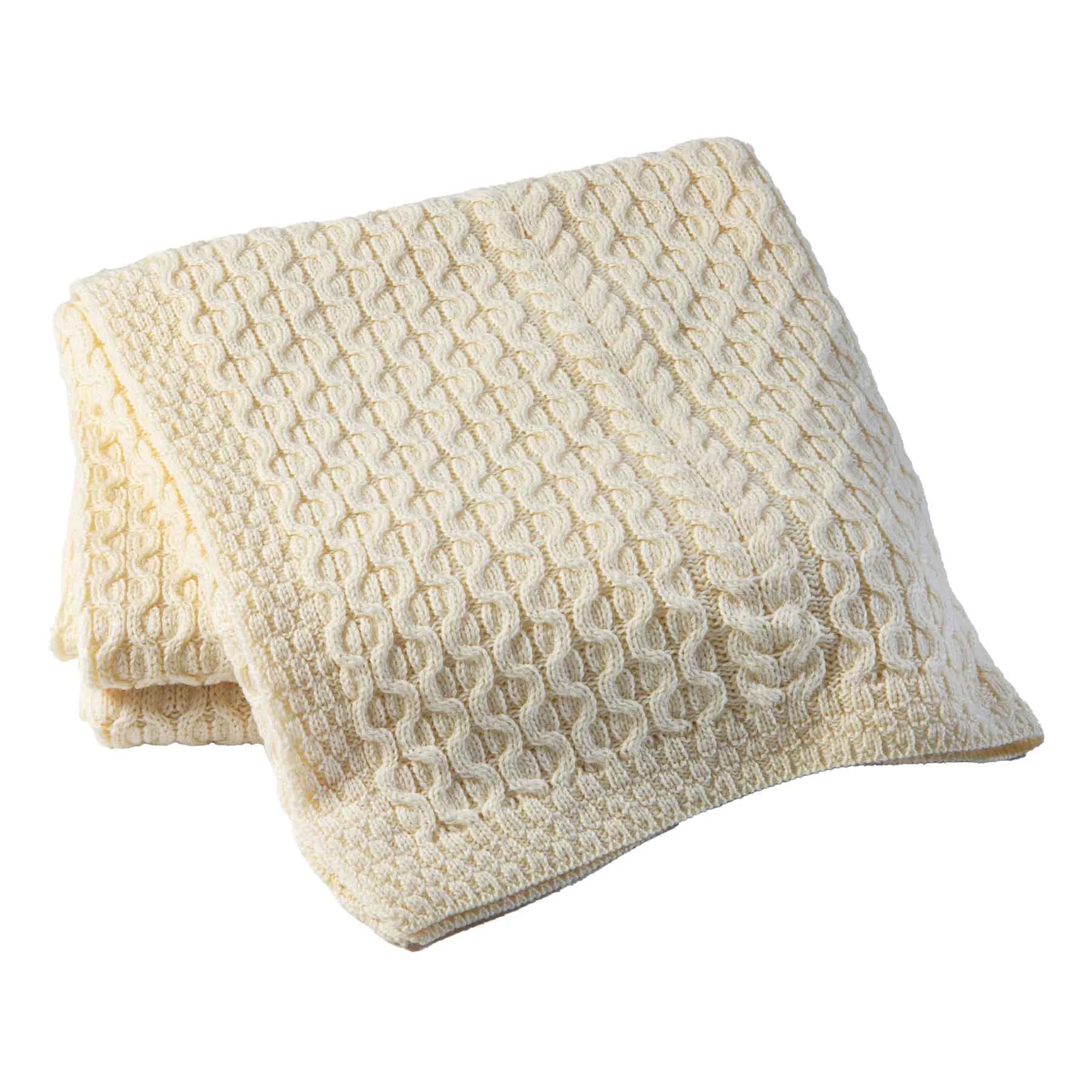 Aran Knit Honeycomb King Blanket- Cream