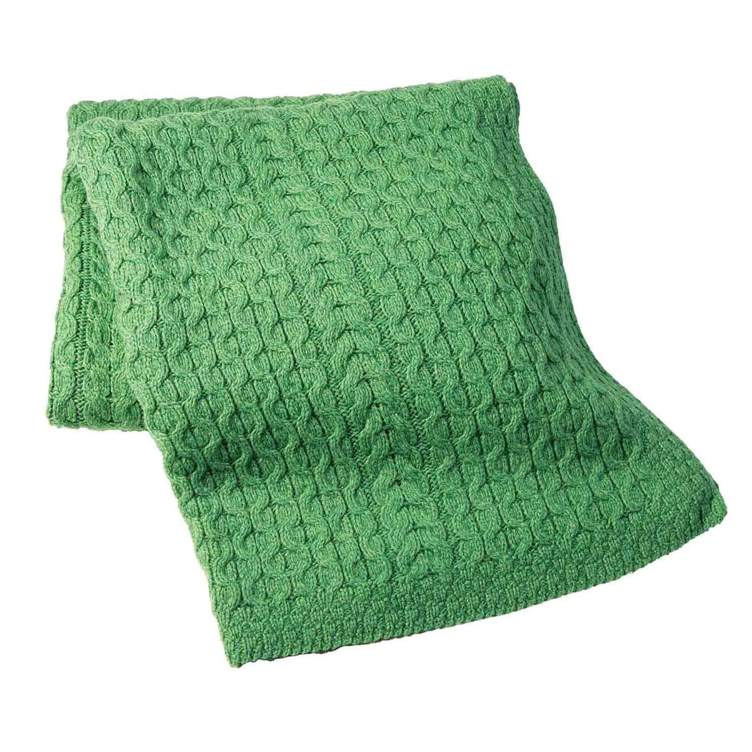 Aran Knit Honeycomb King Blanket- Green