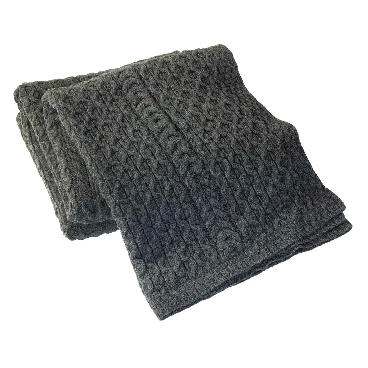 Aran Knit Honeycomb King Blanket- Grey