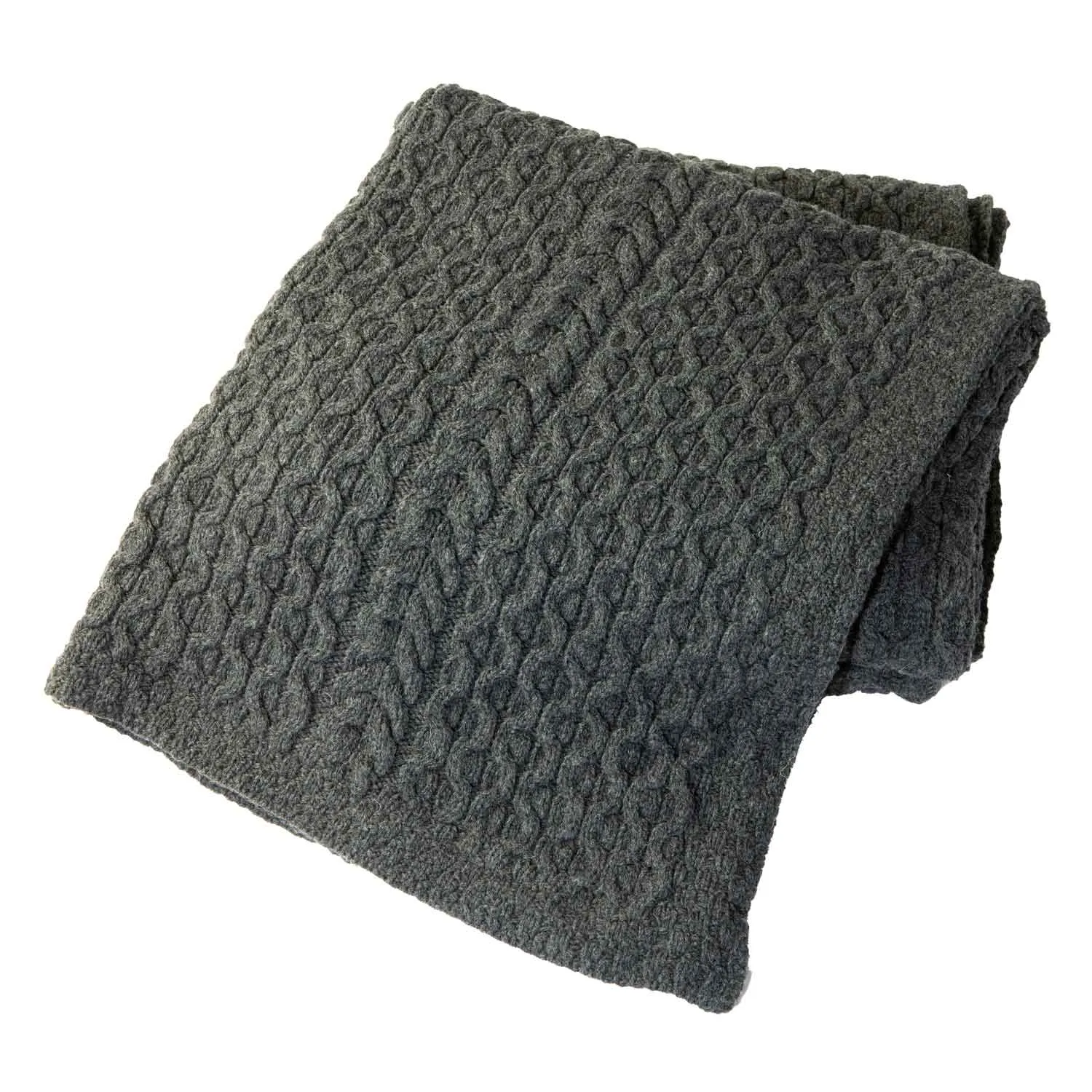 Aran Knit Honeycomb King Blanket- Grey