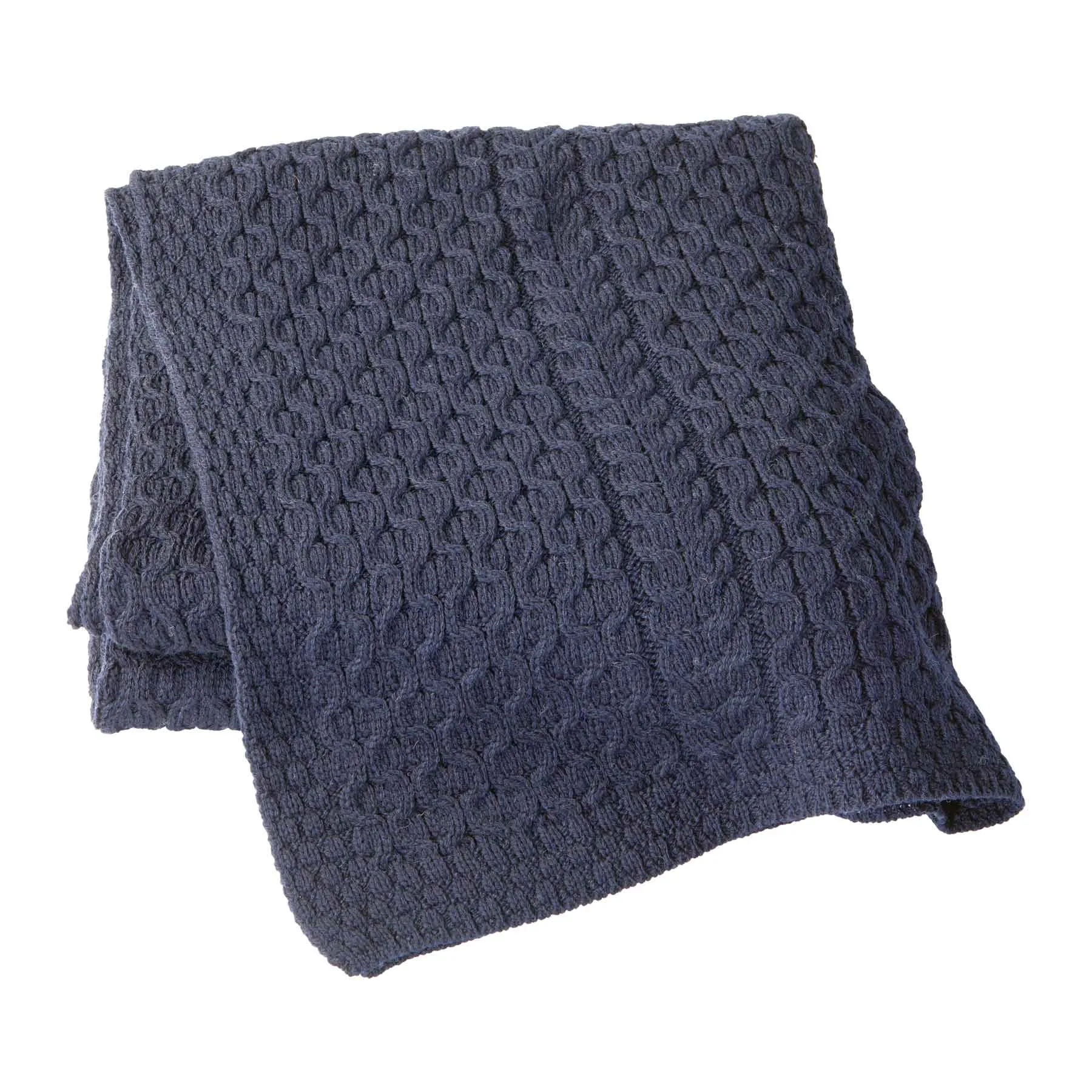 Aran Knit Honeycomb King Blanket- Navy