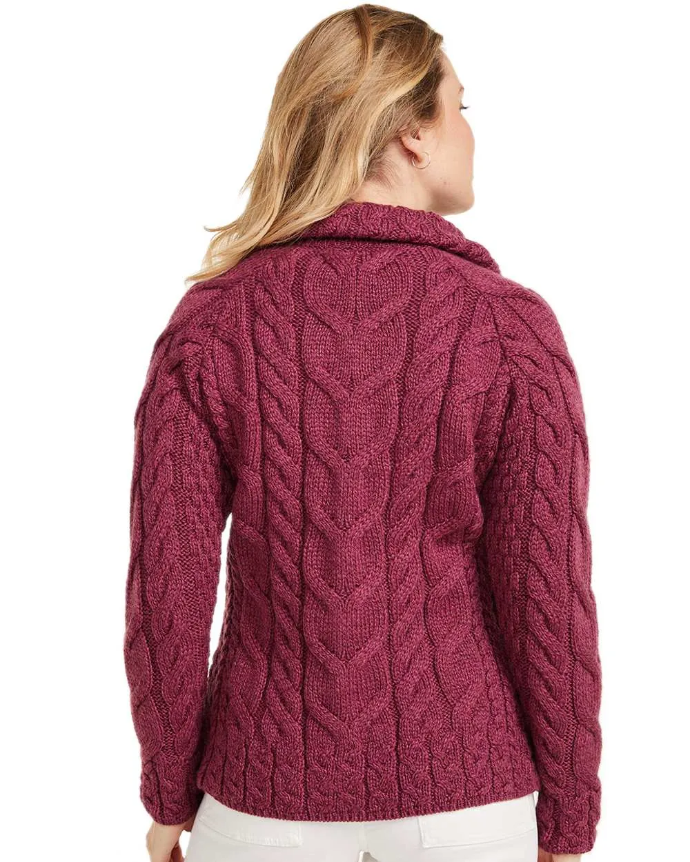 Aran Merino Wool Full Zip Cardigan