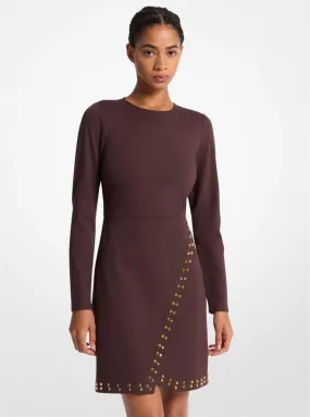 Astor Stud Stretch Knit Long-Sleeve Dress