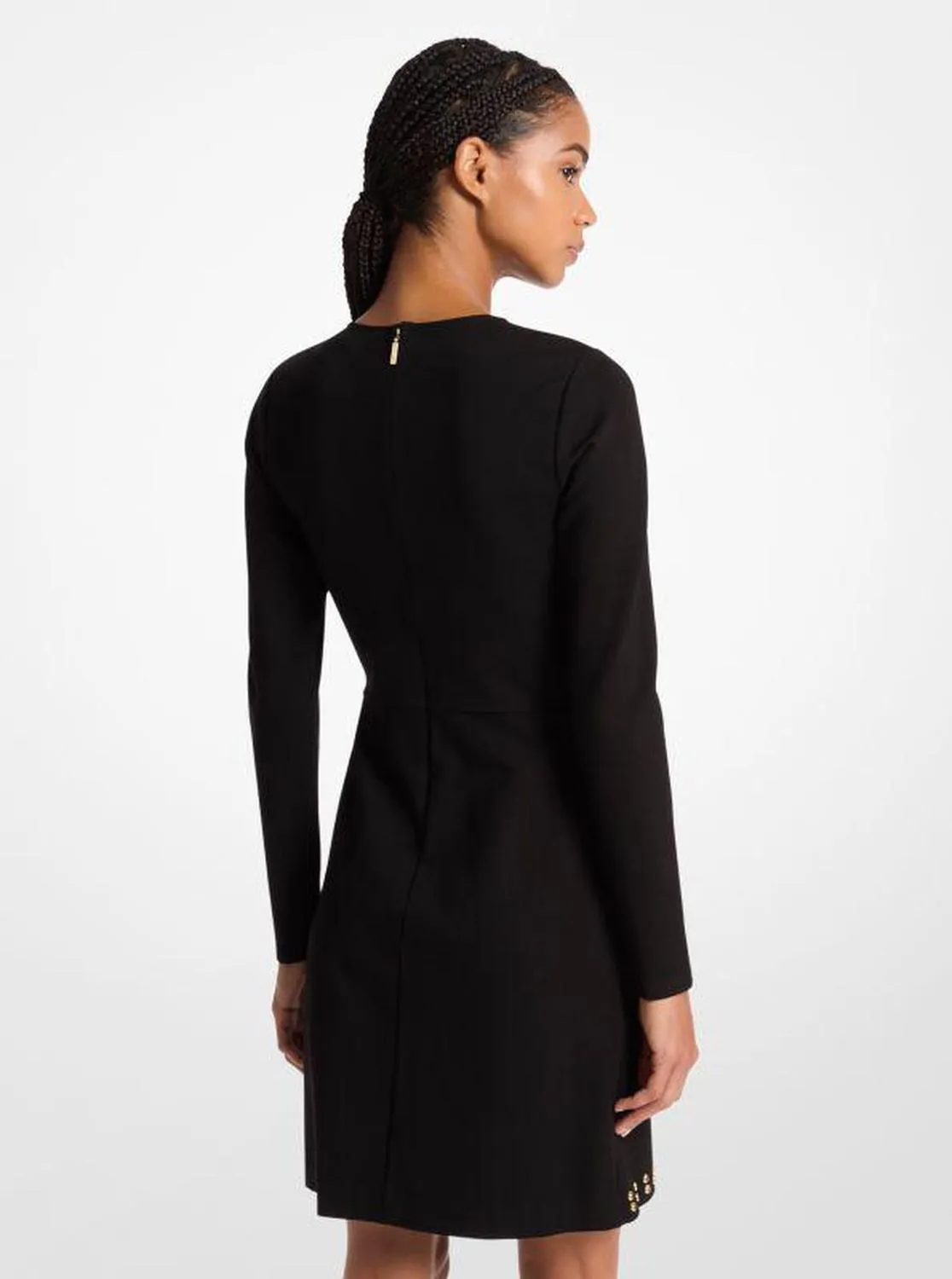 Astor Stud Stretch Knit Long-Sleeve Dress