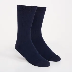 Atlas Dress Sock - Navy Rib Knit