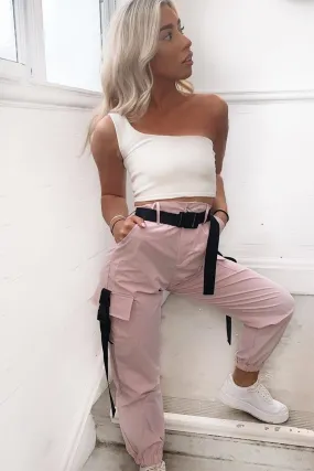 Baby Pink Utility Buckle Trouser - Zarie