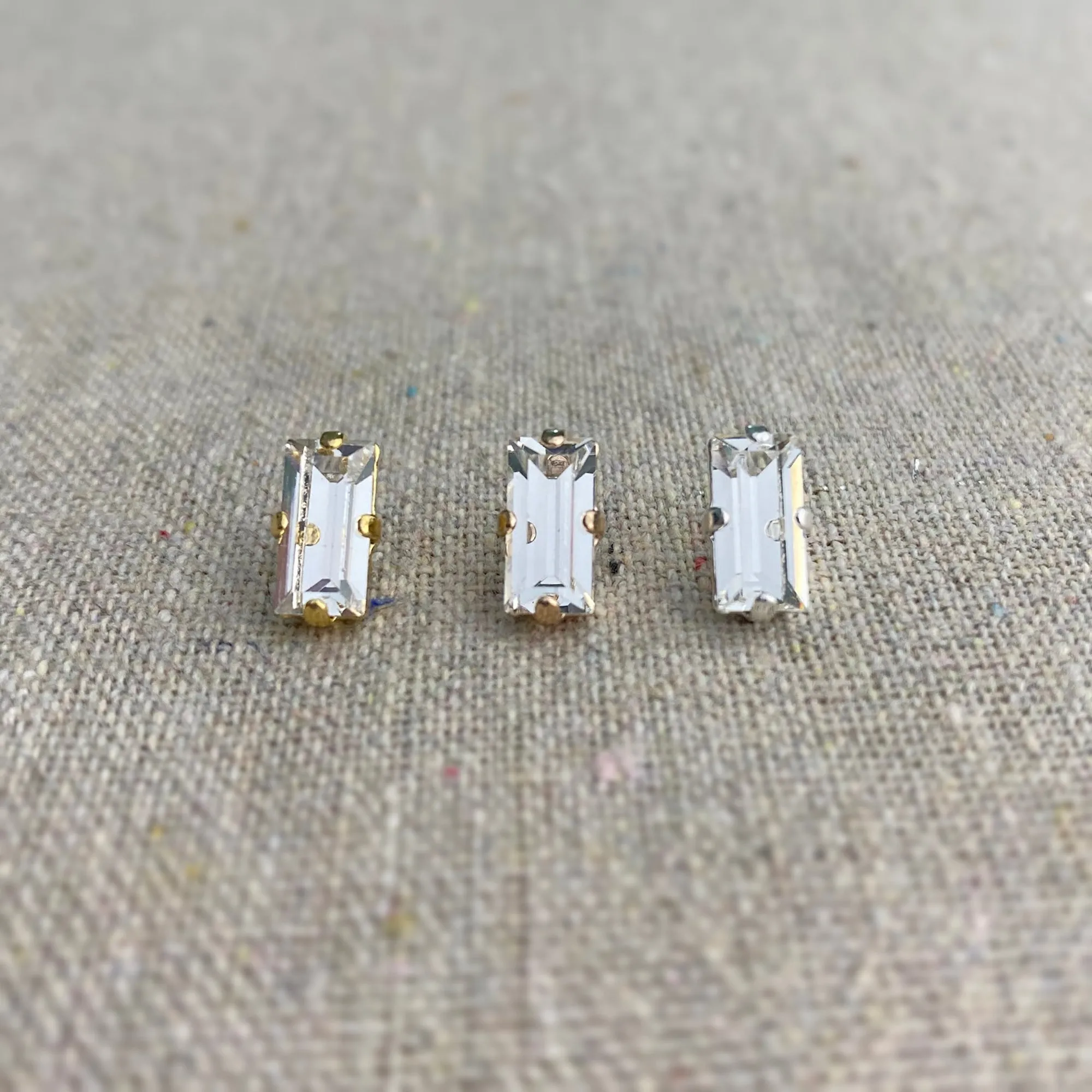 Baguette Vertical Bar Post Earrings