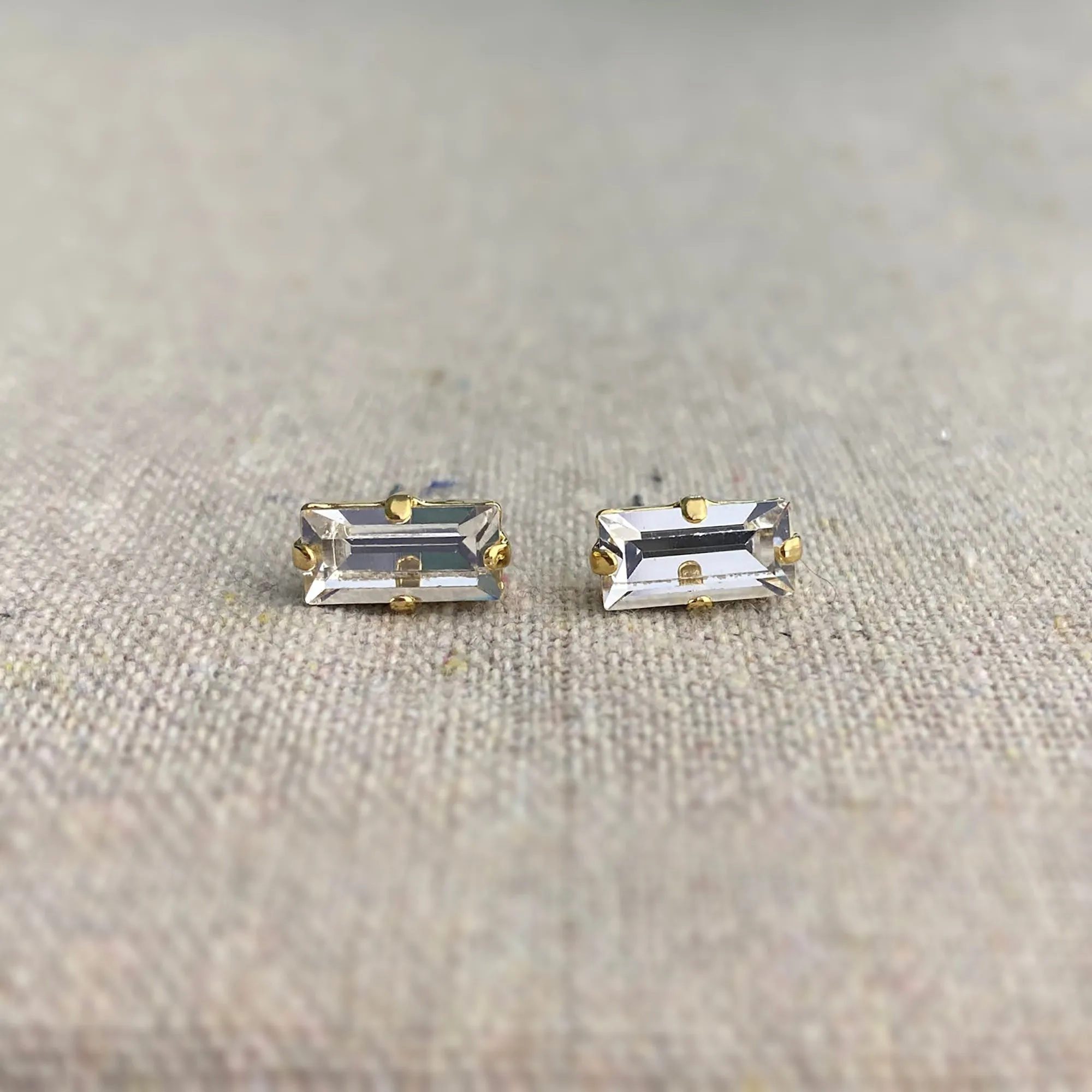 Baguette Vertical Bar Post Earrings