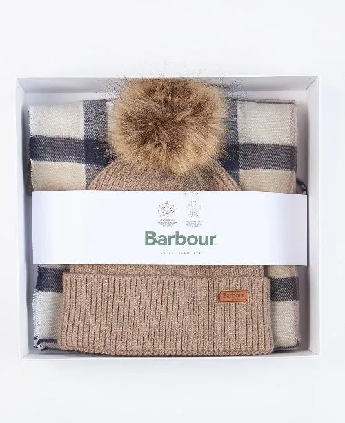 Barbour Beanie & Scarf Gift Set Dover and Hailes Gift Set in Rosewood LGS0054BE71