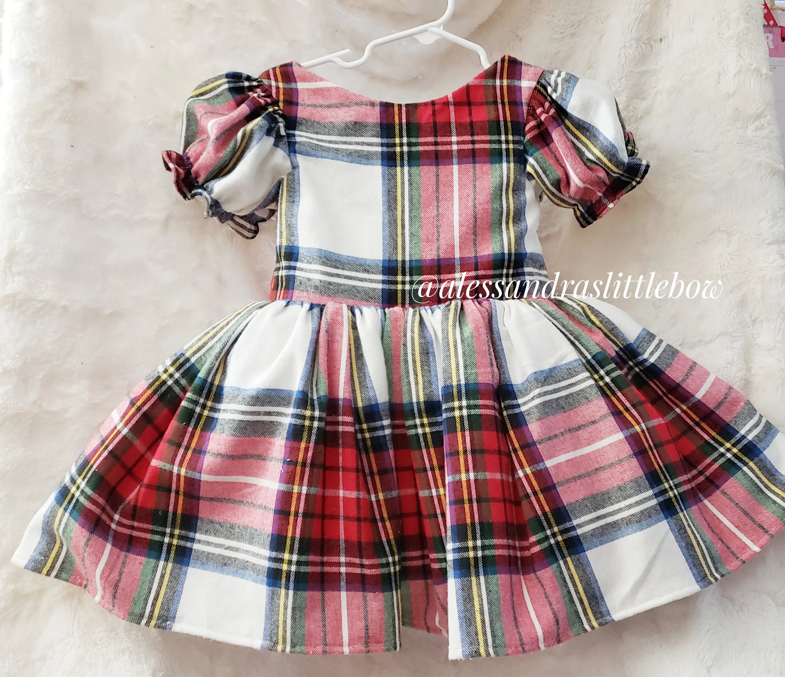 Beige Christmas Plaid Couture Dress