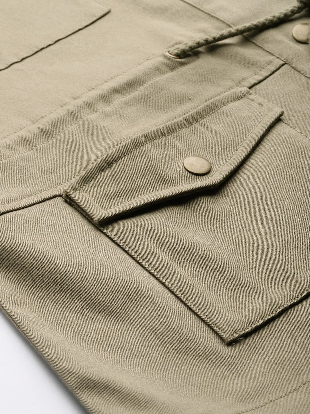 Beige Twill Utility Drawstring Jacket