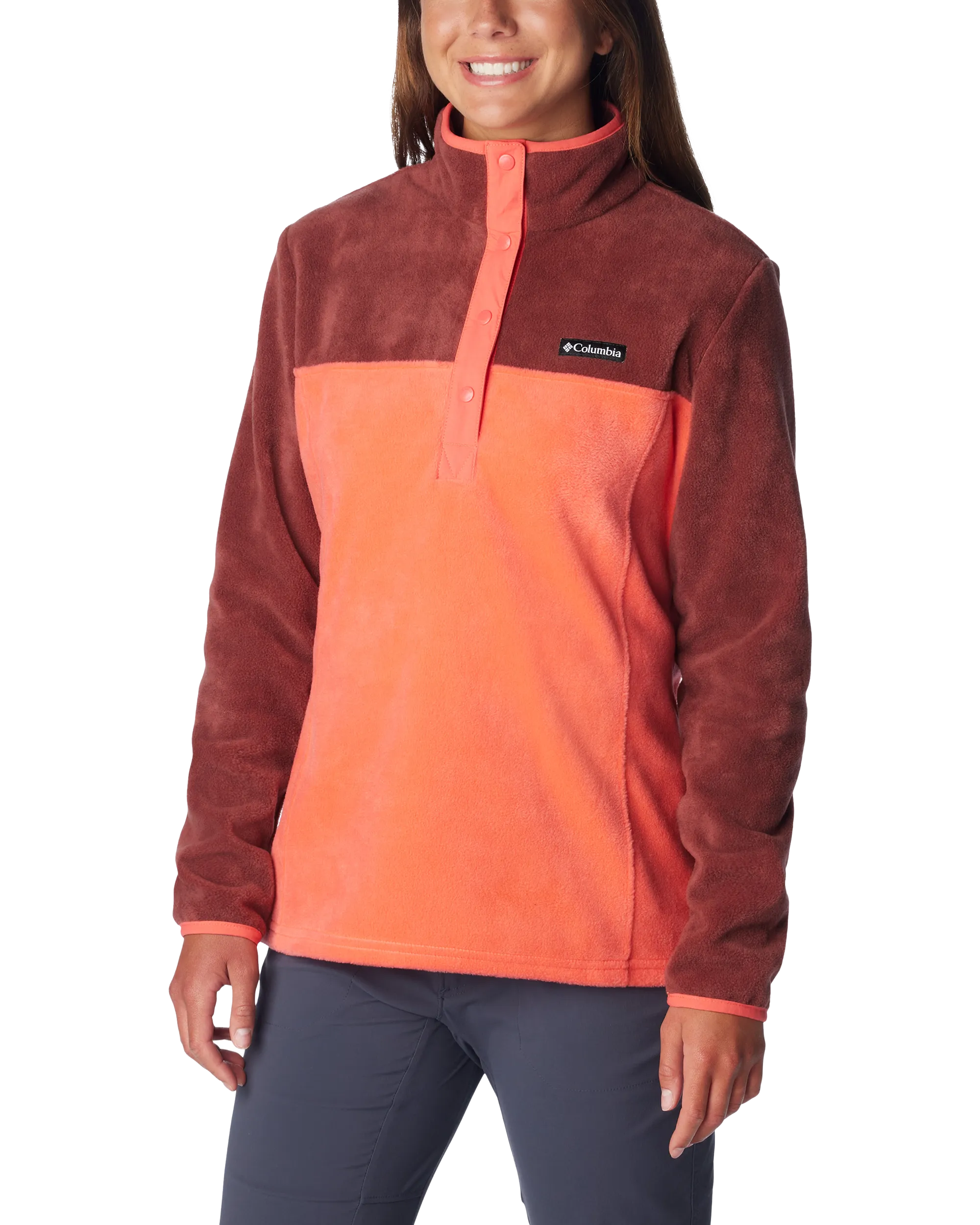 Benton Springs Half Snap Pullover Fleece Jacket in Juicy & Spice