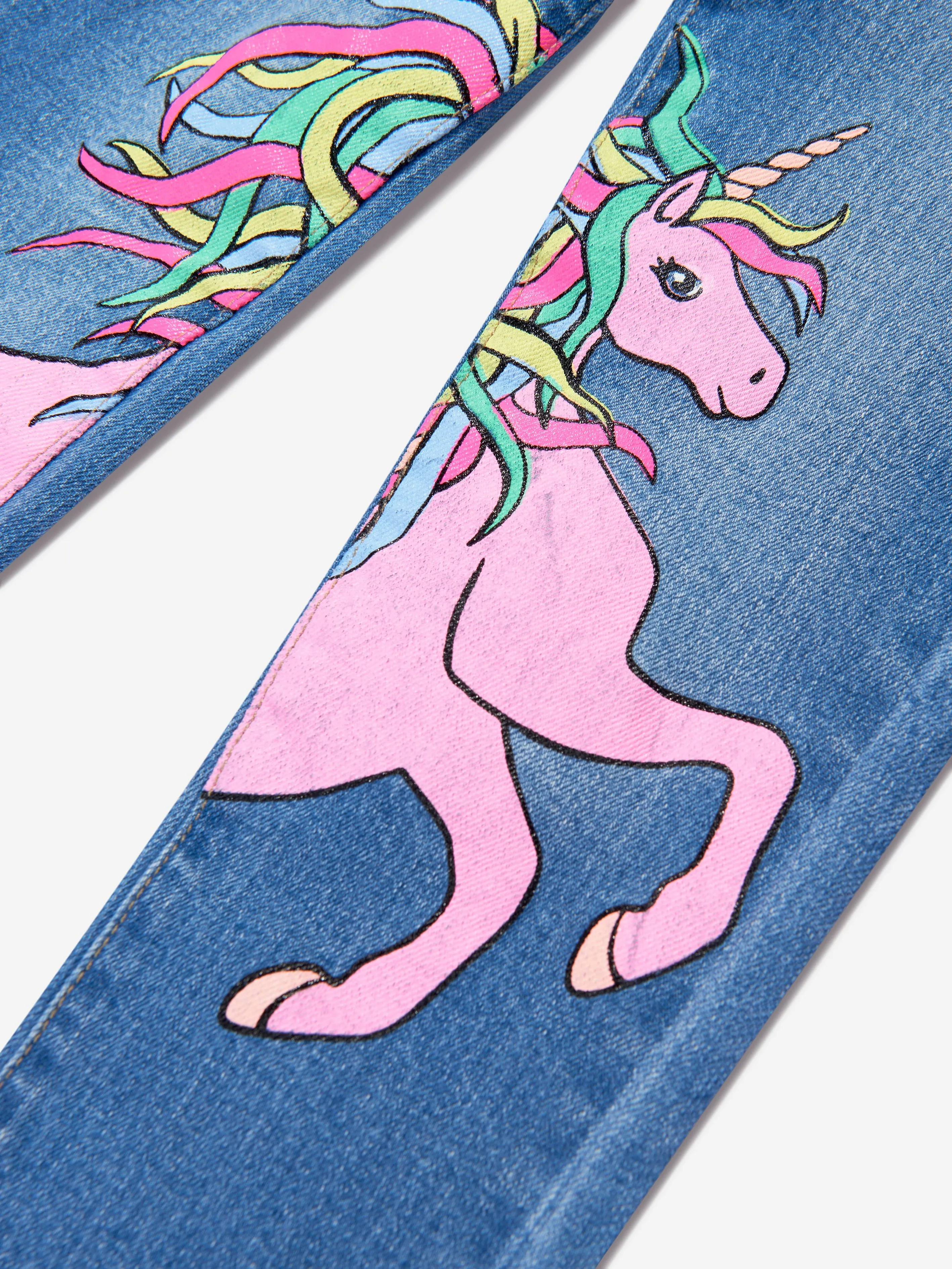 Billieblush Girls Denim Unicorn Jeans in Blue