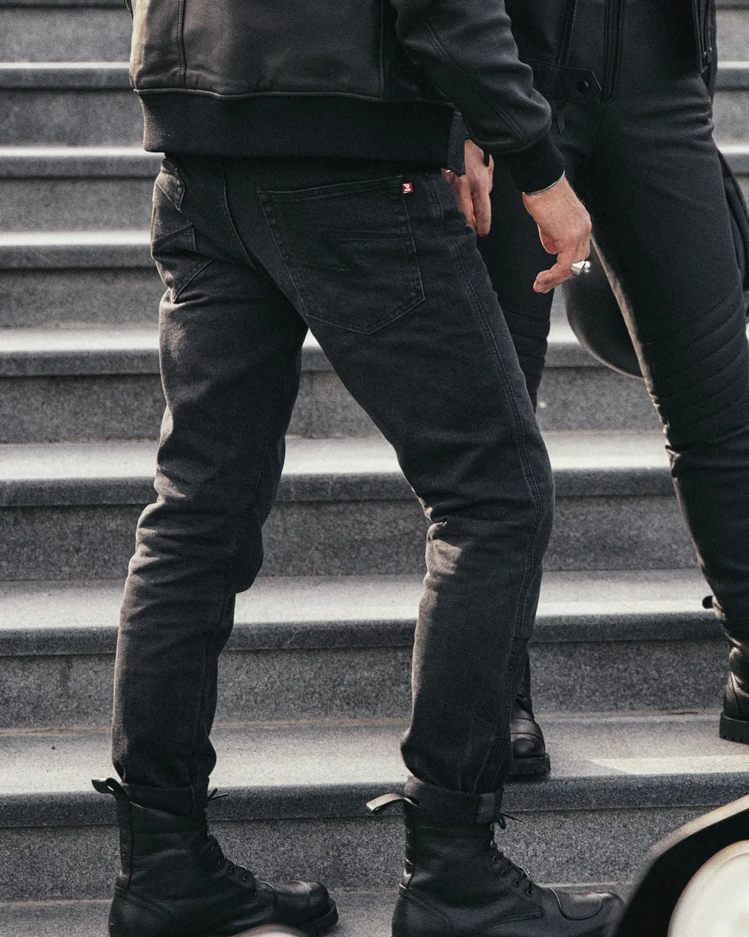 Black Men's Slim Motorcycle Jeans