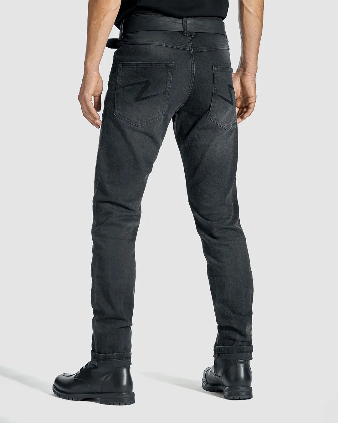 Black Men's Slim Motorcycle Jeans