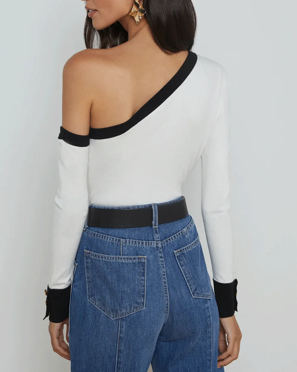 Black White Maeva Off Shoulder Pullover